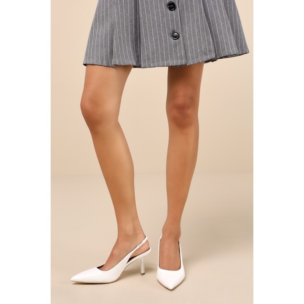 Lulus Cambrea White Pointed-toe Slingback Pumps - Size 10